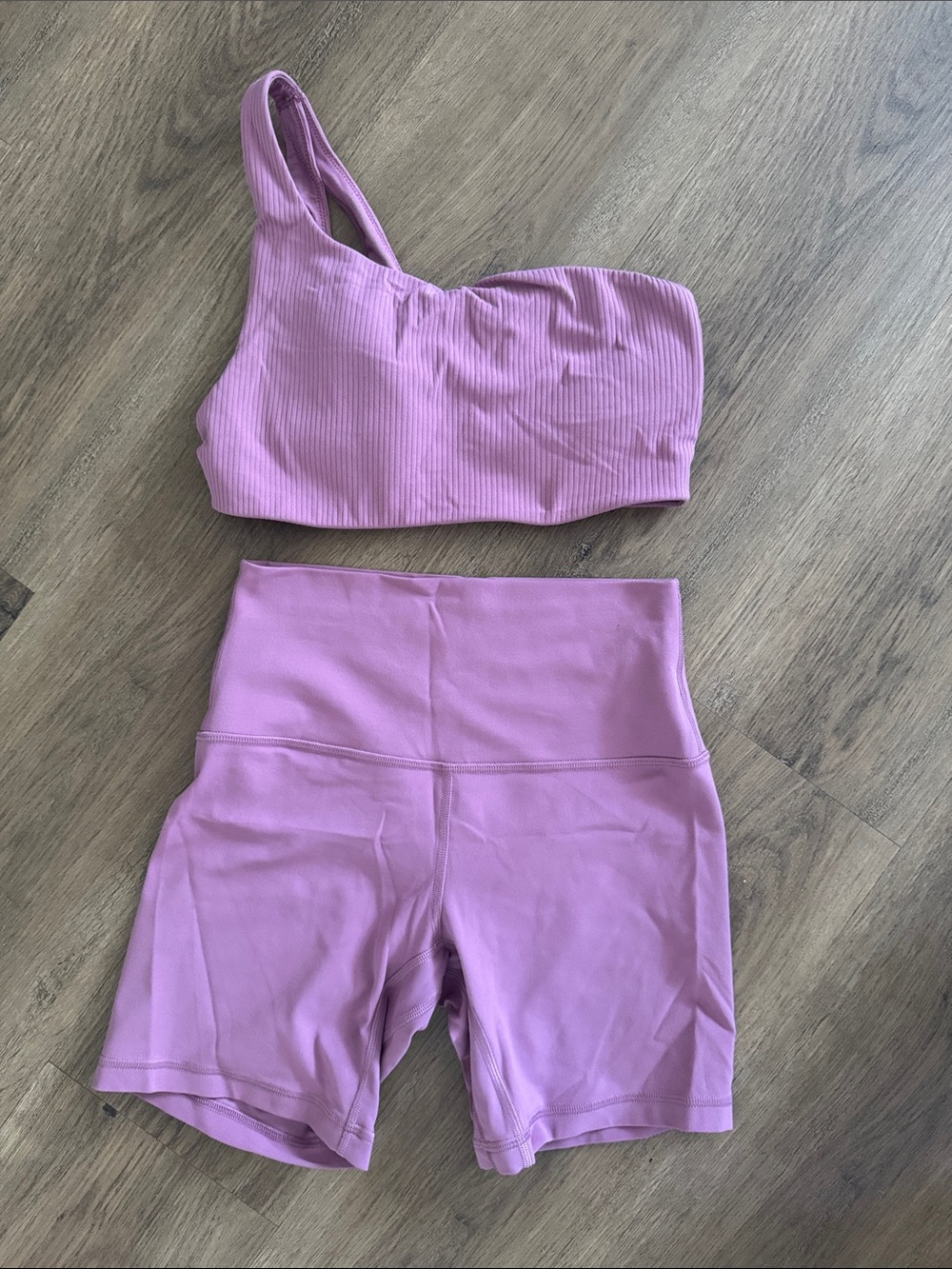 Velvet Dust Set w Asymmetrical Bra and Align shorts